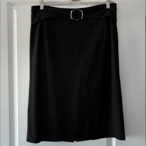 Riani Black Skirt with Faux Waist Belt - Black & Silver Hardware